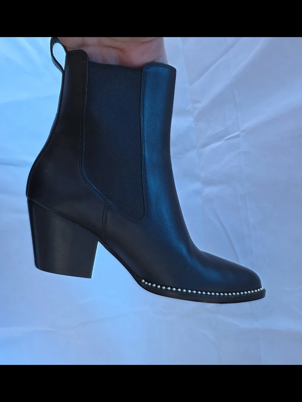 Coach Black Leather Stud-Trim Ankle Boots